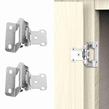 2 piezas bisagras de armario de cierre automático de 1/2 pulgada de acero de seguridad mejorada semi envolvente superpuesta bisagra de puerta de armario para cocina baño autocaravana barco caravana
