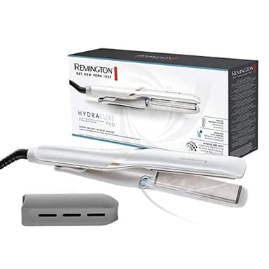 Remington Plancha de Pelo Hydraluxe Pro, Tecnología Hydracare, Placas Flotantes Extralargas, Resultados Profesionales, Cerámica, 5 Temperaturas hasta 230°C, Función Turbo, Digital, S9001