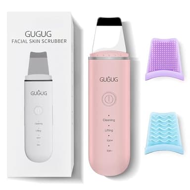 GUGUG Depurador de Piel Facial, Depurador Portátil de Poros, Espátula Facial con 4 Modos, Raspador de Puntos Negros para Limpieza Profunda Facial, 2 Cubiertas de Silicona Incluidas