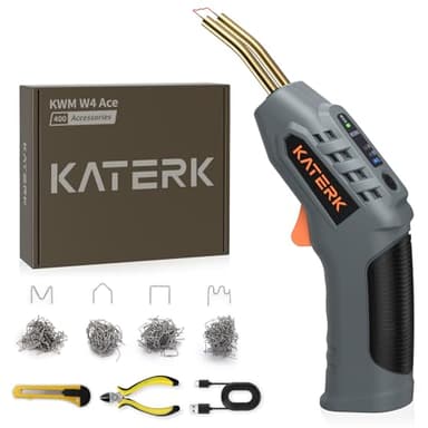 Katerk Soldador de Plástico 2 en 1 Kit,Soldador Laser Portatil con 400pcs Grapas,Varillas, Herramientas de Suavización,Pistola Soldar Plastico para Réparer les Pare-Chocs de Voiture et d'Autres Pièces