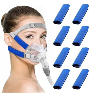 JEYORZY 8piezas FAlmohadillas Cómodas con Correa CPAP, CPAP Strap Comfort Pads, fundas para correas CPAP, undas de correa CPAP universal almohadillas faciales CPAP, almohadillas faciales cómodas, azul