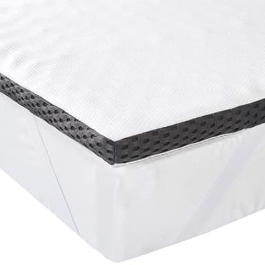 Amazon Basics Colchón de Espuma viscoelástica Topper con memoria con Funda removible y lavable, 150 x 200 cm, 4 cm, Blanco