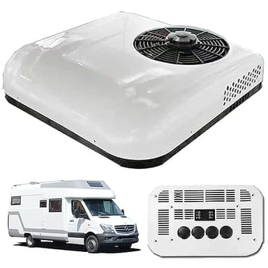 BrightFootBook Aire Acondicionado para Caravana - 12V/24V Aire Acondicionado de Techo para MonovolúMenes, Camionetas, Autocaravanas, Camiones, VehíCulos AgríColas, Excavadoras,White12V