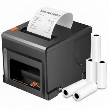 Impresora Térmica POS 80mm | USB y Bluetooth para Android/Windows | Cortadora Automática 300mm/s | Incluye 5 Rollos de Papel | para Restaurantes/Tiendas