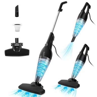 Aigostar Aspiradora Vertical con Cable 4 en 1, 600W Aspirador Escoba, Potente de 15000Pa, Capacidad de 1,2L, Cable de 6 m, Ligera e Sistema de filtración ciclónica súper eficiente - Stan