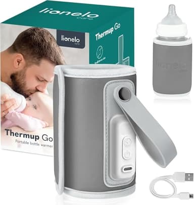 LIONELO Thermup Go Calientabiberones portátil mantiene la temperatura de la bebida, función de carga USB, calentamiento de leche y comida para bebés, para coche, BPA FREE