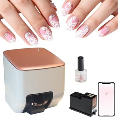 flatpincololee Impresora de Uñas 3D Profesional, Máquina de Nail Art Inteligente para Casa, Bodas & Salón de Uñas, Alta Resolución 4800DPI, Control por App, Impresión Rápida 10s