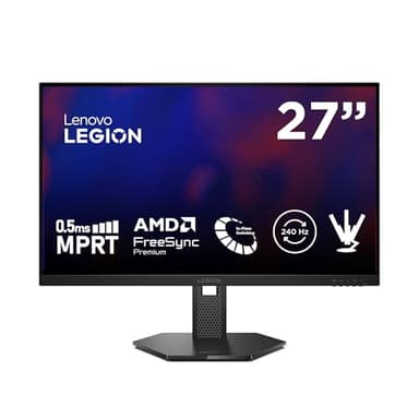 Lenovo Legion 27Q-10 - Monitor Gaming QHD 27" (IPS, 240 Hz, 0.5 ms, 16:9, HDMI 2.1 - DP 1.4, NVIDIA G-Sync, AMD FreeSync Premium, VESA Adaptive Sync, Ajuste Inclinación/Altura/Pivote/Giro) Negro