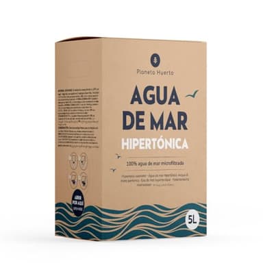 PLANETA HUERTO | Agua de Mar 5L Microfiltrada 100% Pura Procedente del Mar Mediterráneo - Agua de Mar para Beber Hipertónica Nutrientes esenciales intactos
