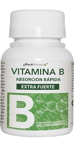 VITAMINA B EXTRA FUERTE | 365 Comprimidos (Suministro Por 12 Meses) | Complejo de Vitamina B con Vitamina B1, B2, B3, B5, B6, B12, con Biotina, Ácido Fólico y Vitamina B12
