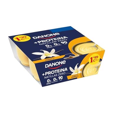 Danone Natillas Proteicas con Sabor Vainilla - Sin gluten ni azúcares añadidos - 4 x 120g, 480g
