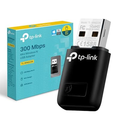 TP-Link TL-WN823N Adaptador USB Tarjeta de Red, Inalámbrico 300Mbps, 2.4Ghz, Puerto USB 2.0, WPS, Windows 11/10/8.1/8/7/XP, Mac OS 10.15 e Inferior, Linux, WiFi4 N300