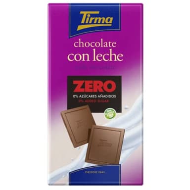 Tirma Chocolate con Leche Zero 125g | Sin Azúcares Añadidos, Sin Gluten y Apto para Diabéticos | Alternativa a Natruly, Torras, Ambrosía Tirma, Milka Favourites y Bombones Individuales