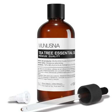 Aceite de Árbol de Té 100% Puro 100ML, MUNUSNA Aceite Esencial Tee Tree para Puntos Negros, Granos, Cabello, Uñas, Aceites Esenciales Arbol de Te Naturales para Humidificador Difusor, Tea Tree Oil