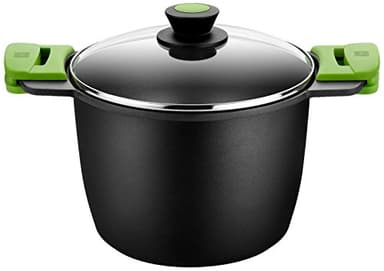 BRA Prior Olla Alta con Tapa de Cristal y Asas de Silicona, 24 cm, Aptas para Todo Tipo de Cocinas Incluida Inducción