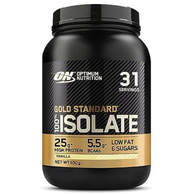 Optimum Nutrition Gold Standard 100% Proteína de Suero Aislada en Polvo, Sabor Vainilla, 930g, 31 Servicios