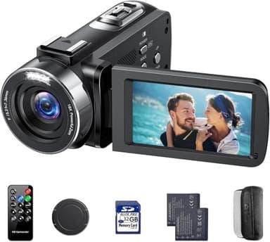 Cámara de vídeo 4K 42MP Videocámara 18X Digital Zoom Cámara Vlog, 3" 270° giratoria Pantalla Vlogging Cámara para Youtube, Camcorder Video Camera con Tarjeta SD de 32 GB, Remoto, 2 baterías