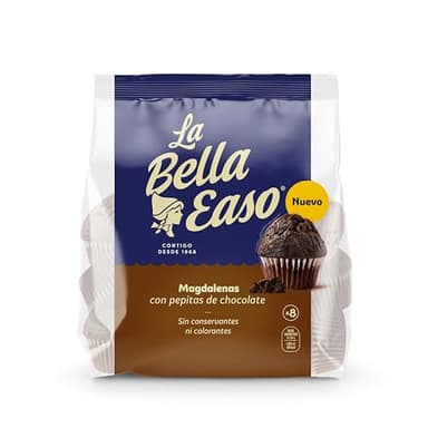 La Bella Easo - Magdalenas de chocolate con chips de chocolate, Paquete de 8 uds, 230 g