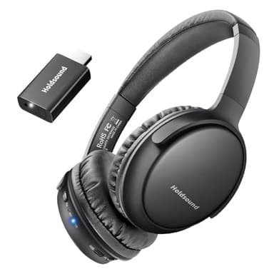 Holdsound Auriculares Inalámbricos para TV, Auriculares para TV para Personas Mayores con Transmisor USB, Plug and Play, Sin Retraso de Audio, Ligeros y Cómodos, Rango de Conexión de 50 m, 20 Horas