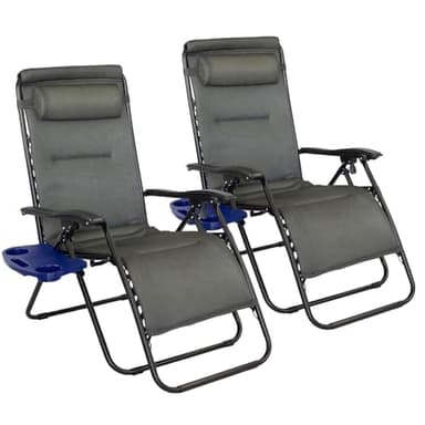 Pincho Tumbona Jardin Exterior Plegable de Gravedad Cero - Pack 2 Sillas Acolchadas Reclinables o Hamacas para Playa, Terraza y Camping, Ligeras y Cómodas