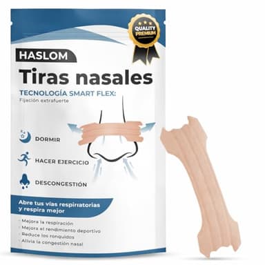 Haslom® PACK 60 TIRAS NASALES para dormir, Nasal Strips, tiras nasales deportivas, respirar mejor por la nariz, anti ronquidos para dormir, respirar mejor por la nariz, tiritas nariz respirar