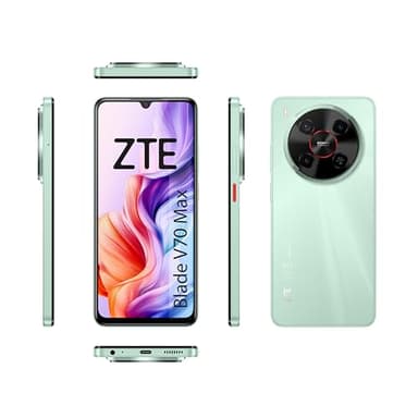ZTE Blade V70 MAX, Smartphone Libre, 4GB+256GB, Pantalla HD+ 6,9" 120Hz, Cámara 50MP con IA, Batería 5000mAh, Carga Rápida 18W, Android 15, Incluye Funda y Protector, Verde