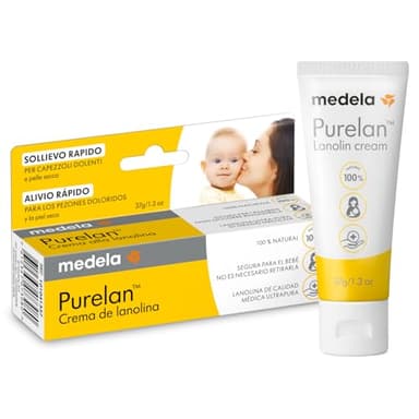 Medela crema de lanolina Purelan para pezones, alivio para pezones doloridos y piel seca, a base de ingredientes naturales, hipoalergénica y probada dermatológicamente, sin fragancia, 37 g
