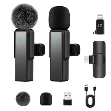 Koilboane Microfono Inalambrico para iPhone, iPad, Android, Microfono de Solapa para Movil, Micrófono Inalámbricos Profesional para Youtube, TikTok, Podcast y Streaming