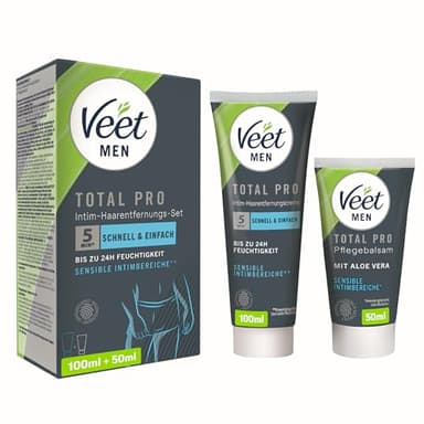 Veet Men - Kit de depilación íntima - Crema depilatoria para la zona íntima, para hombres, tubo de 100 ml y bálsamo nutritivo de 50 ml