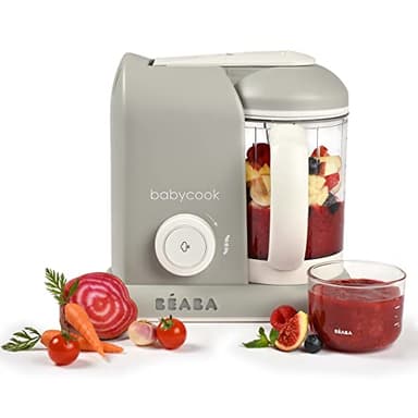 BÉABA Babycook Solo, Robot de cocina infantil 4 en 1, Tritura, cocina y cuece al vapor, Cocción rápida, Comida casera y deliciosa para bebés y niños, Color Gris, 1 Unidad (Paquete de 1)