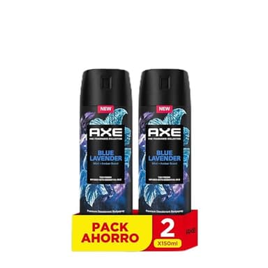 Axe Desodorante en aerosol para hombre Blue Lavender Fragancia Premium 150ml, 2 Unidades