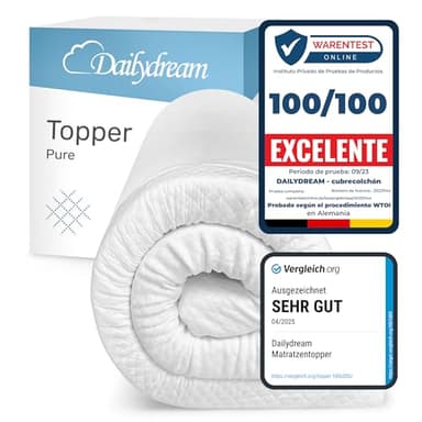 Dailydream Topper viscoelástico para colchón de 150x190, Grosor 5cm, Sobrecolchón Memory Foam, Edition Standard, Model M, Cubrecolchón de Espuma, Espuma viscoelástica, Espuma Memoria, Topper Sofa