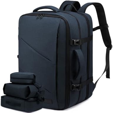 LOVEVOOK 40L Mochila De Viaje, Mochila Para Portátil 17 Pulgadas, Expandible Maleta De Cabina Mochila, Equipaje De Mano Impermeable Para Hombre Mujer, Grande Mochila De Negocios, Azul