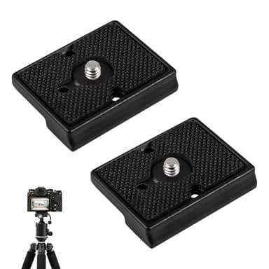2 Piezas Placa de Liberación Rápida, Compatible con Cabezales de Trípode Manfrotto 200PL-14 128RC/128RCNAT, 141RC/141RCNAT Plate Manfrotto, Incluye Tornillo de 1/4", para DSLR y Cámaras Sin Espejo