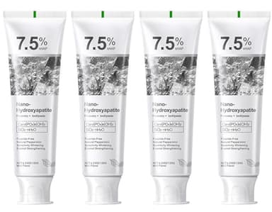 4 Pasta de Dientes con Hidroxiapatita 120g,Pasta Dental con Nano-Hidroxiapatita para Blanqueamiento Dental Natural, Reparación del Esmalte sin Flúor y Alivio de Sensibilidad, Fórmula Suave y Efectiva