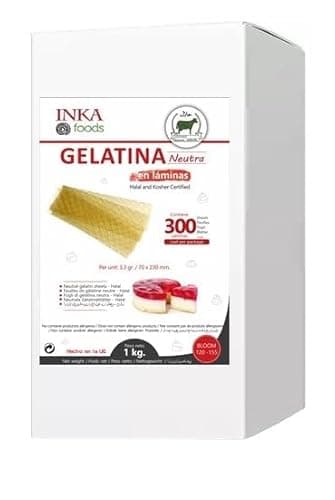 Gelatina en lamina Halal- 1kg- 300 Laminas. Sabor Neutro