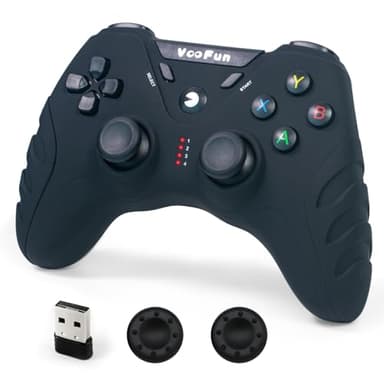 VooFun Mando PC, Inalámbrico 2,4G Mando PS3 Gamepad PC con Hall Joystick(ADIÓS AL DRIFT), Dual Vibración, Gaming Mandos para Windows 7/8/10/11, PS3, Laptop, Steam, Raspberry Pi, Android TV/TV Box