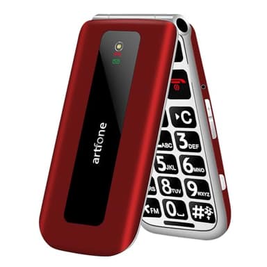 artfone F20 2G gsm Teléfono móvil de Tapa para Mayores丨Botones y Teclas Grandes丨Pantalla 2,4" 丨Llamada Rápida丨Movil para Mayores丨Botón SOS丨Bateria 1300mAh丨Doble SIM丨FM丨USB-C - Rojo