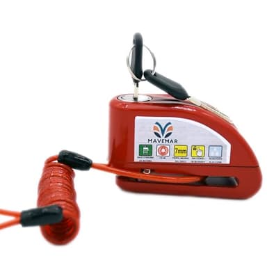 mavemar/candado Moto con Alarma antirrobo, Alarma de 110db, Piton Moto antirrobo, Accesorios Moto, candado Bicicleta antirrobo, Moto Accesorios, Accesorios Motorista Hombre, cordón Manillar,