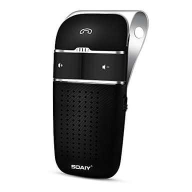 SOAIY Manos Libres Bluetooth para Coche, Altavoz Bluetooth Coche, Batería Fuerte Mantiene más de 30 Días, Contacta con 2 Smartphones a la Vez, con Cargador de Coche, Modelo S-32