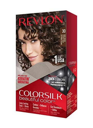 REVLON Colorsilk Beautiful Color, Coloración Capilar Permanente con Keratina y Aminoácidos, Color Intenso de Larga Duración, Sin Amoníaco, Resultado Natural, Tono 30 Castaño Oscuro