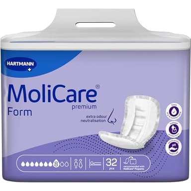 MoliCare Forma premium 8 gotas para incontinencia grave: máxima seguridad, protección extra contra fugas y discreción para mujeres y hombres, 32 unidades
