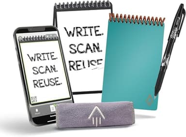 Rocketbook Core Cuaderno Inteligente - Reutilizable Digital Libreta A6 Bloc, Notas Verde azulado, Planificador Semanal, Hojas con Rayado Punteado Papel, Frixion Pilot Borrable