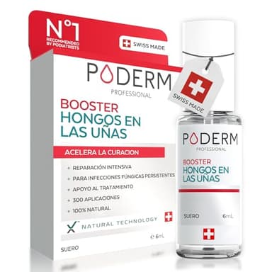 PODERM - MICOSIS UÑAS COMPLEMENTO INTENSIFICADOR – Tratamiento Hongos Uñas Superior – Reduce a la mitad la duración del tratamiento – No usar sin tratamiento – Hecho en Suiza