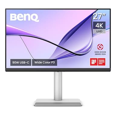BenQ MA270U 27” Monitor 4K 3840x2160 para MacBook Pro/Air, Doble USB-C de 90W, Coincidencia de Colores con Mac, Hub USB, Control de Brillo y Volumen en Mac, Soporte Ajustable, Espectro de Colores P3