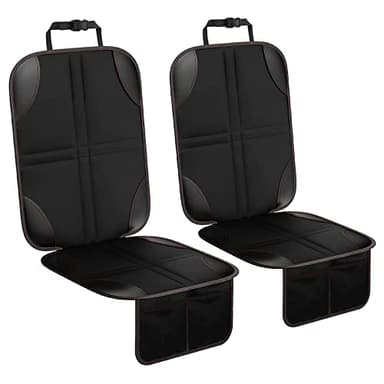 Fervalyna 2 Piezas Protector Asiento Coche Silla Bebe, Universal Funda Coche Asiento Compatible Isofix con Organizador Bolsillos, Antideslizante Impermeable Protector Seguro para Asiento Infantil