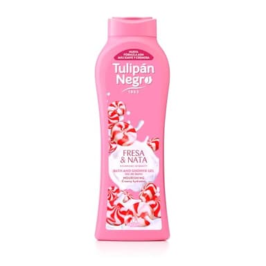 Tulipán Negro - Gel de Baño Fresa y Nata, Nutritivo e Hidratante, Gel de Ducha con Extracto de Fresa y Aroma Irresistible, 650 ml