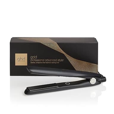 ghd Gold Plancha de pelo profesional, sin calor extremo, placas flotantes de cerámica, revestimiento brillante suave, estilo sin encrespamiento, calentamiento de 30 segundos, Enchufe UK