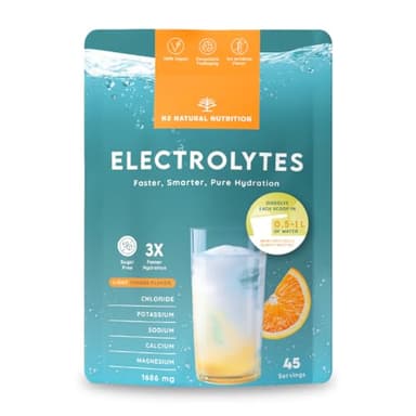 Electrolitos sin azúcar, 1686mg para 45 días de Hidratación. Bebida isótonica con Cloruro, Potasio, Sodio, Calcio y Magnesio. Deportivo, Energético, Vegano, Dieta Keto. N2 Natural Nutrition