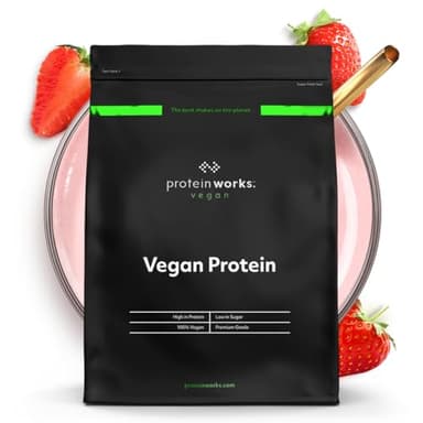THE PROTEIN WORKS - Proteína Vegana - 100% A Base de Plantas - Sin Gluten - Bajo en Grasas - Fresas Con Nata - 1 kg